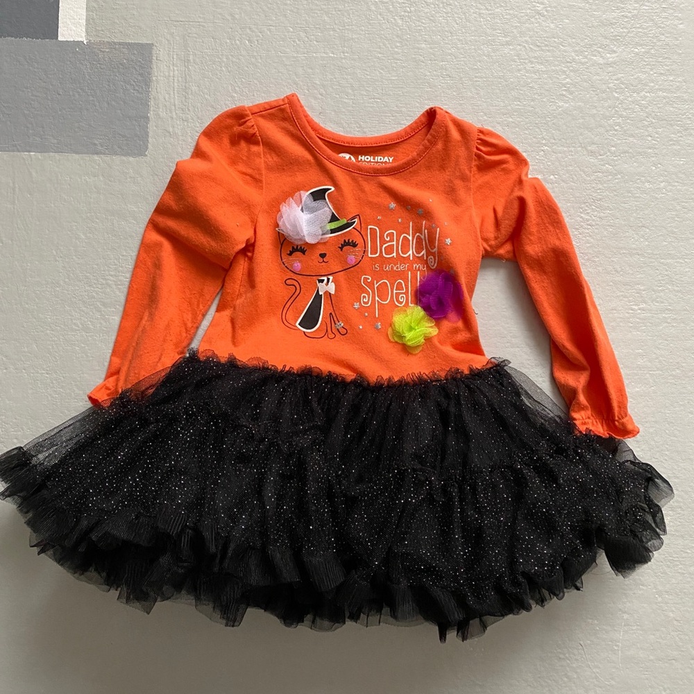 Holiday Editions Orange Halloween Toddler Tutu Dress